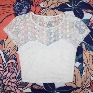 UO Pins and Needles Floral Lace Crop Top SZ S